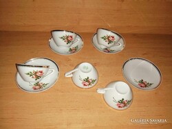 Hollóházi porcelán rózsás kávéscsészék (4/K)