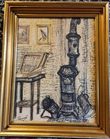 Fenyő Andor -Kályha a műteremben 68'