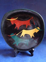 ARTDECO BODROGKERESZTÚRI KERÁMIA FALI DÍSZTÁNYÉR  ULRICH JÓZSEF BIKÁK