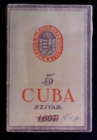 CUBA SZIVAR DOBOZA 1 SZÁLLAL 1938.