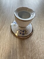 Hollóházi porcelán arany szegélyes gyertyatartó