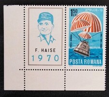 R2863zfbas / Románia 1970 Apollo 13 blokk bélyege postatiszta bal alsó sarok