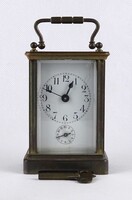 1W754 Antik jelzetlen réz utazó óra felhúzókulccsal