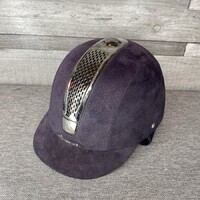 Decathlon Fouganza C 700 lila bársonyos gyerek lovagló kobak 50-52 cm