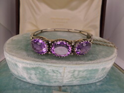 Antik ezüst karkötő hatalmas ametisztekkel