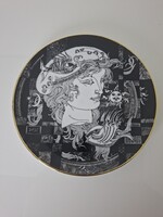 Szàsz Endre Adria mintás Hollóházi 21K aranyozott porcelán tánÿér dísztányér 15.5 cm