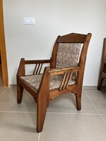 Art Deco teakfa nádazott karfás székek