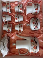 Hollóházi porcelán kávéskészlet eredeti dobozában