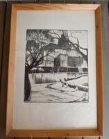 Francesco Chiappelli rézkarc - La piazza degli innamorati