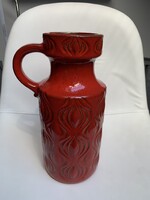 Scheurich Német hagyma mintás szép piros mázas kerámia váza/kancsó
