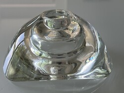 Kézműves kristály gyertya ill. mécsestartó, 12 cm átmérő