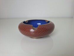 Régi pikkelyes bordó kék tűzzománc hamutál hamus hamuzó