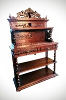 Antik neoreneszánsz márványlapos pohárszék.