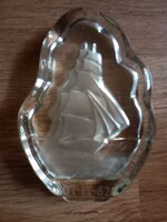 Sailboat Glass Letterweight 1982