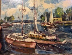 Festmény - Balatoni vitorlasok