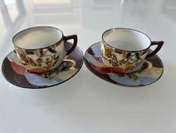 Kézzel festett japán satsuma csészèk áttetsző, csonthéj porcelánból