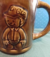 Festett, mázas kerámia korsó /granit/ÉP GÉP logoval