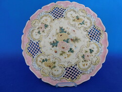 Hollóházi pierced ANTIQUE 1880 wall plate 37.5 cm