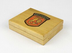 1W981 Régi kisméretű WARSZAWA feliratú fadoboz 10 x 8 x 2.5 cm