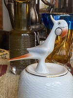 HOLLÓHÁZI PAPAGÁJ PORCELÁN FESTETT RETRO ÁLLAT SZOBOR 10.7 CM