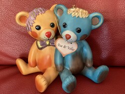 Goebel Rosina Wachtmeister  Isa & Velio mackó Teddys figurális porcelán
