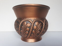 Vörösréz kaspó szép domborított mintával