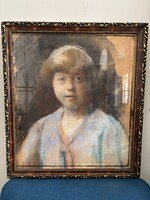 Pasztell festmény üveg keretben Hatvany szignó