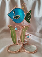 Ólom üveg technikával készült gyertyatartó