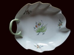 Herendi levél formájú porcelán tál régi jelzéssel