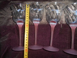 4 db  talpas pezsgős kehely  pohár- rózsaszínű opálüveg szárral 20 cm