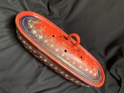 Antik népi motívumos szép zománc fogkefetartó