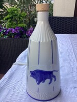 Mázalatti kék  bölények  díszítésű 0,7 l.német  porcelán palack