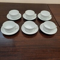 6 db Fehér Herendi porcelán teás csésze + alj