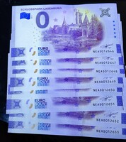 Nulla eurós UNC tartású bankjegyek 8 darab sorszámkövető!