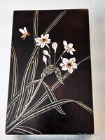 Régi keleti gyöngyházberakásos festett lakkdoboz, ékszeres doboz 1.- Ft-ról!!!