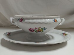 Meisseni porcelán szószos tál, apró virág díszítéssel - nem hibátlan