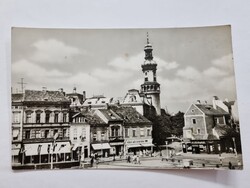 SOPRON Lenin tér fekete-fehér régi postatiszta képeslap