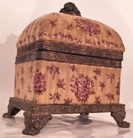 ANTIK BRONZ PORCELÁN ÉKSZERTARTÓ DOBOZ Garancia, HIBÁTLAN!!!!!!!