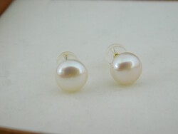 Gyöngy 18 K Arany Fülbevalók Gyönyörű Fehér Színben
