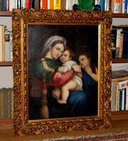 Kiváló "Madonna della saida",  Rafaello után, 68 x 56 cm-es méret, keretben