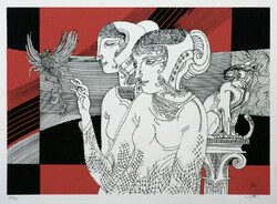 Szász Endre (1926-2003) Visszautasítás (piros-fekete) - szerigráfia mérete: 32x40 cm