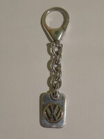 Volkswagen, ezüst, 18 karátos arany vw jellel egyedi kulcstartó