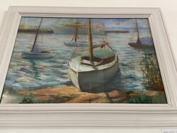 Bakó Lajos (1957-) "Kikötő" Pasztell