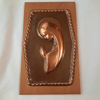 Fatimai szűz dombormű fa táblán