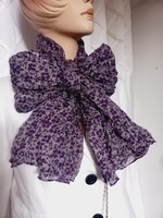 Cotton scarf with small purple flowers on a gray background 105 x 180 cm
