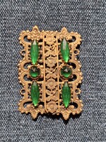 Antik övcsat zöld kövekkel