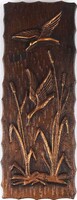 1W961 Vadkacsás jelenet bronzírozott fém fali dísz 26 x 9.5 cm