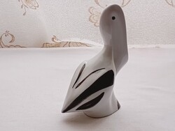 Porcelán pelikán art deco figura 15cm