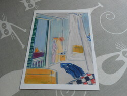 VASZARY János:Tengerparti hotelszoba, Kiállításról üdvözlőlap