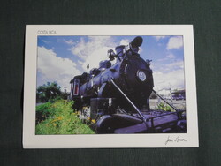 Képeslap,Közép Amerika,Costa Rica,San José,Atlantico vasútállomás,gőzmozdony látkép,részlet,1988-